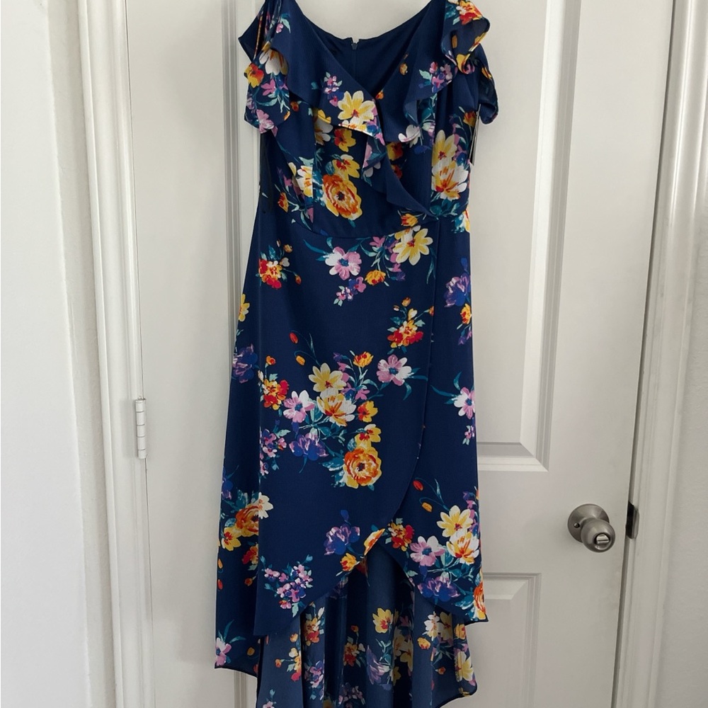 by & by Yellow and Orange One Shoulder Ruffled Sundress